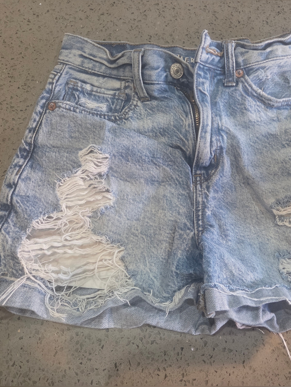 American Eagle Outfitters Light Blue Distressed Denim Shorts